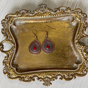 Red teardrop earrings